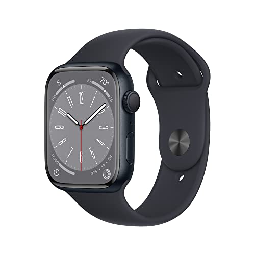 Apple Watch Series 8 (GPS), Smartwatch com caixa meia-noite de alumínio – 45 mm • Pulseira esportiva meia-noite – Padrão