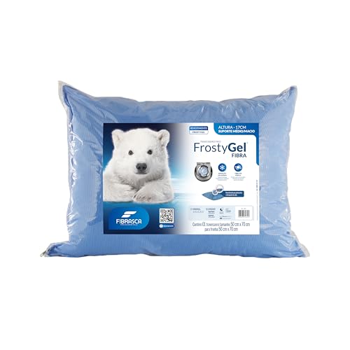 Travesseiro Gelado Frostygel – Toque de Pluma Frio Lavável em Máquina – p/Fronhas 50x70 - Fibrasca