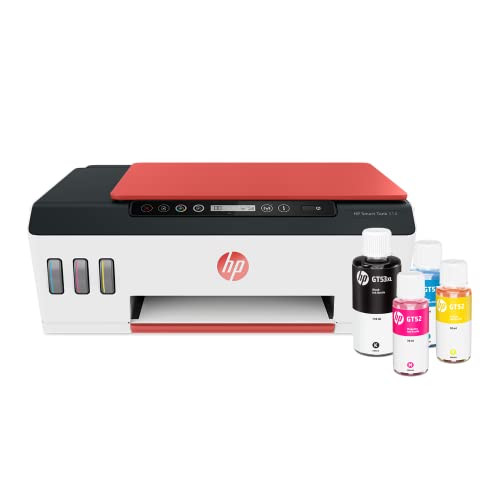 Impressora Multifuncional HP Smart Tank 514 Original Tanque de Tinta Continua Wi-Fi Scanner. Funções: Imprimir, Copiar, Digitalizar. Cor Branco/Vermelho (3YW74A)