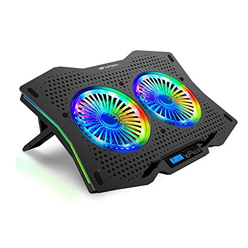 C3Tech Base Refrigerada para Notebook Gamer NBC-400BK 17,3" Preto com 2 Coolers de 140mm RGB, 6 níveis de velocidade e regulagem de altura em 7 posições