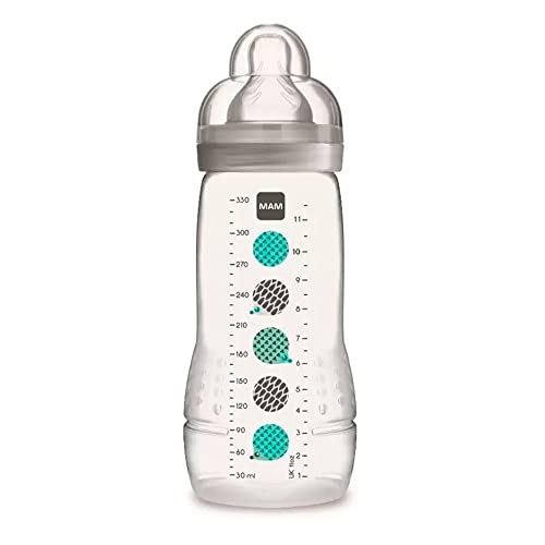 MAM Baby 1 Mamadeira Easy Active 330ml Com Formato Ergonômico e Fácil de Segurar para Crianças 4+ Meses com Bico de Silicone Skinsoft, Neutra