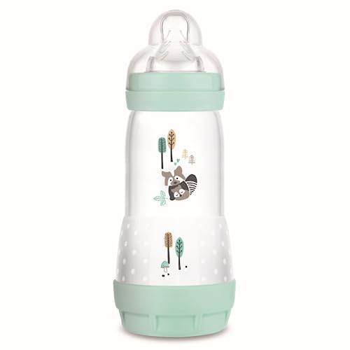 MAM Baby 1 Mamadeira Easy Start 320ml Anticólica e Menos Bolhas de Ar, para Crianças 4+ Meses Autoesterilizável e com Bico de Silicone Skinsoft, Azul