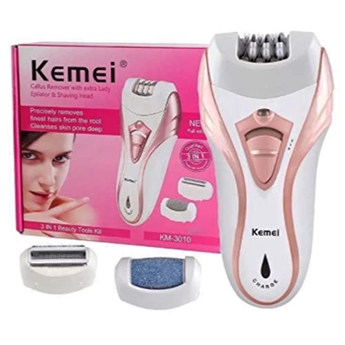 Depilador Elétrico Lixa Pé 3em1 Recarregável Kemei Bivolt