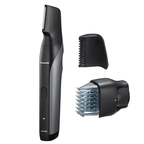 Aparador de pelos corporais para homens Panasonic V-Razor, aparador elétrico de uso seco/molhado, sem fio, com 2 acessórios, barbear multidirecional em áreas sensíveis - ER-GK80-S (Preto)