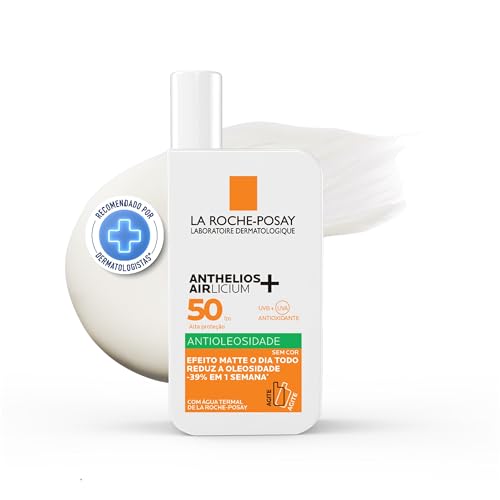 La Roche-Posay, Anthelios Airlicium, Protetor Solar Facial Antioleosidade Sem Cor, Reduz e Controla a Oleosidade, FPS50, Textura Fluida Ultra Leve, 40g