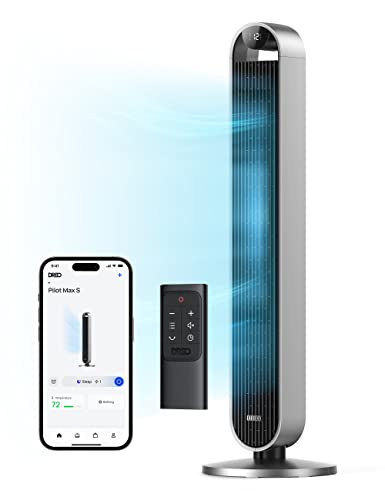 Dreo Ventilador de torre inteligente Pilot Max de 42 polegadas, ventilador de resfriamento silencioso de 25 dB para quarto, ventilador de 12 velocidades com controle remoto, ventilador Alexa de