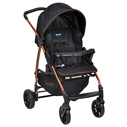 Burigotto Carrinho de Bebê com Bebê Conforto Ecco, Até 15 kg, Preto e Cobre