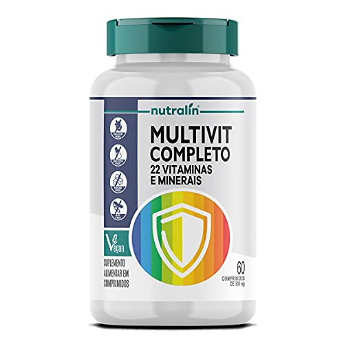 Nutralin Multivitamínico Completo A-Z (22 Vitaminas E Minerais) 60 Comp De 500Mg Vegano |