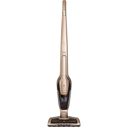 Aspirador de Pó vertical bateria ergorapido 2 em 1 Electrolux 45 min Luz LED pedal limpeza facil escova rotativa bocal extra pelos animais luz frontal LED capacidade 460Ml ERG26 Bivolt Dourado