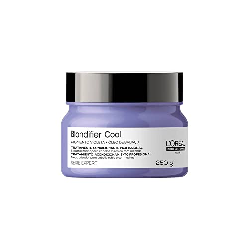 L'Oréal Professionnel Máscara Capilar Blondifier Cool, Para Cabelos Loiros e Descoloridos, Tons Amarelados Neutralizados e Cabelos Loiros Mais Nutridos, Brilho Intenso, 250g