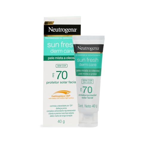 Protetor Solar Facial Para Pele Oleosa Neutrogena Sun Fresh Derm Care sem cor FPS 70, 40g