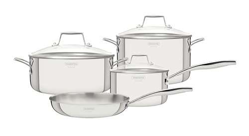 Jogo de Panelas Tramontina Grano em Aço Inox com Corpo Triplo e Tampa de Vidro 4 Peças