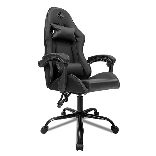 Cadeira Gamer TGT Heron | Espuma Moldada | Almofadas para Lombar e Pescoço | Suporta até 120kg | Ajuste de Inclinação | Braço Fixo | Preta | TGT-HR-BL01