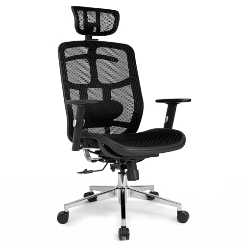 Cadeira Office DT3 Diana, ergonomica em Mesh Vidartex™, apoio de cabeça 3D, braços 2D e pad anatômico, apoio lombar almofadado com ajuste manual, suporta até 120kg e altura máx. de 1,80m (Black)