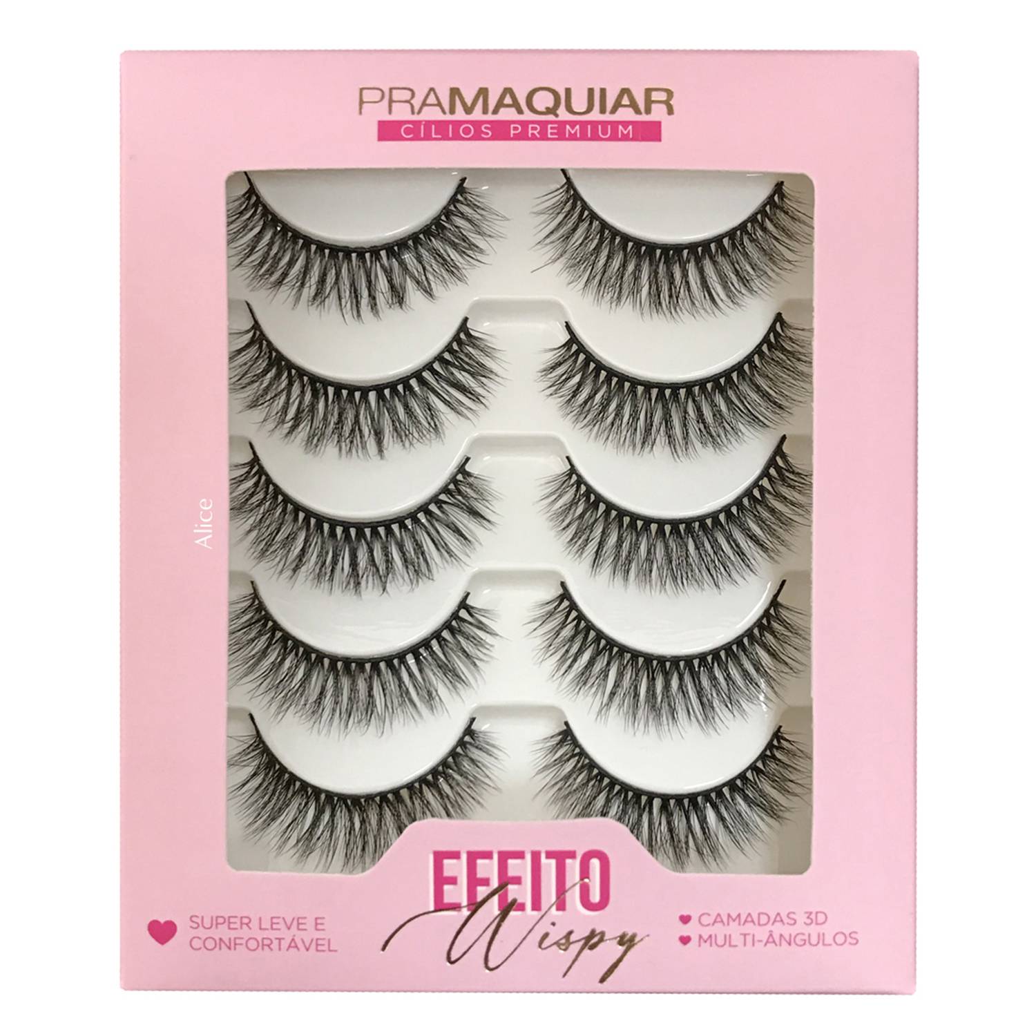 Cílios Postiços Premium Efeito Wispy #1143 Alice 5 pares