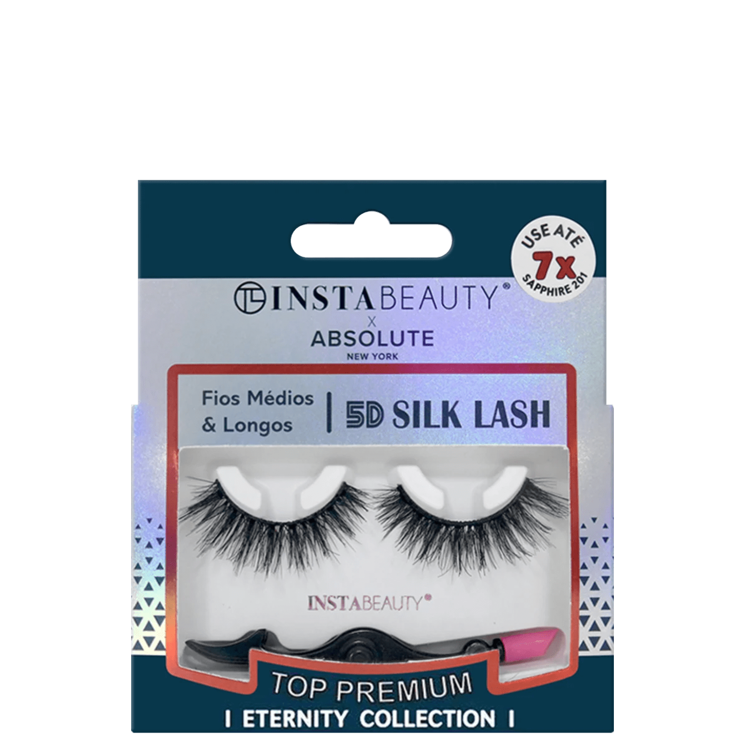 Cílios Postiços Absolute New York Instabeauty 5D Silk Lash Sapphire 201 Preto