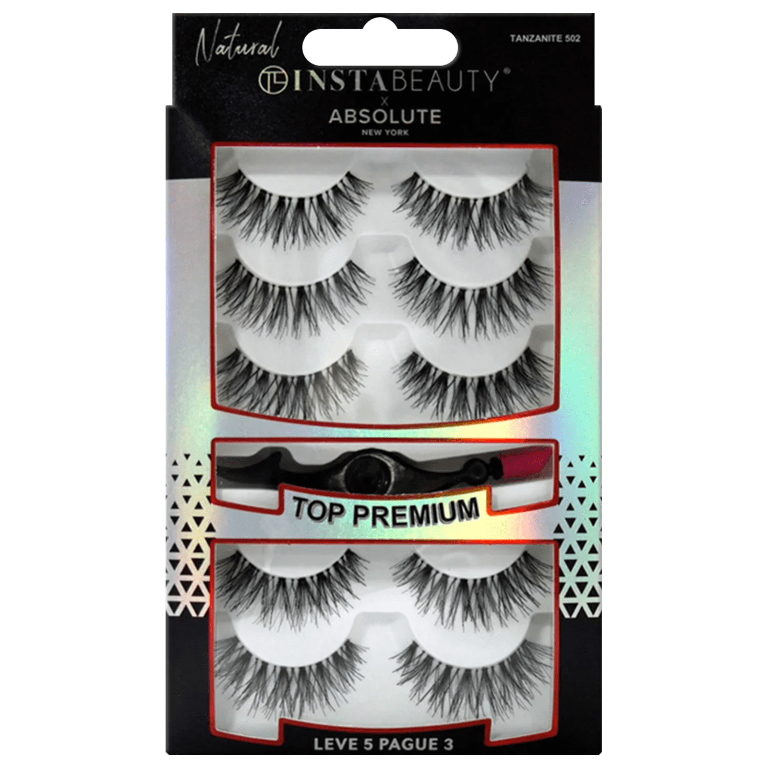 Cílios Postiços Absolute New York Instabeauty Tanzanite 502 Preto 5 pares