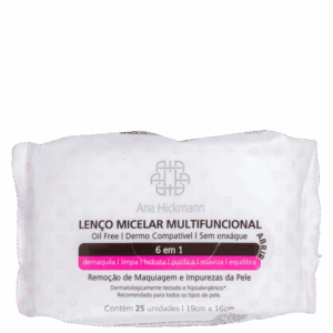 Lenço Demaquilante Ana Hickmann Beauty Micelar Multifuncional 6 em 1 25 Unidades