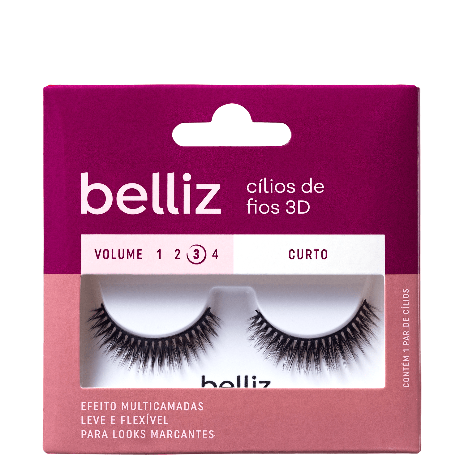 Cílios Postiços Belliz 3D Volume 3 Curto 206