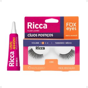 Cílios Postiços Ricca Belliz Fox Eyes Chic Vol.2 Médio Cód.2692 + Cola Branca Cílios Postiços Ricca Belliz Fox Eyes Chic Vol.2 Médio Cód.2692 + Cola Branca