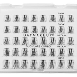 Cílios Postiços Daymakeup Duo Flare Combo Tufo Sintéticos