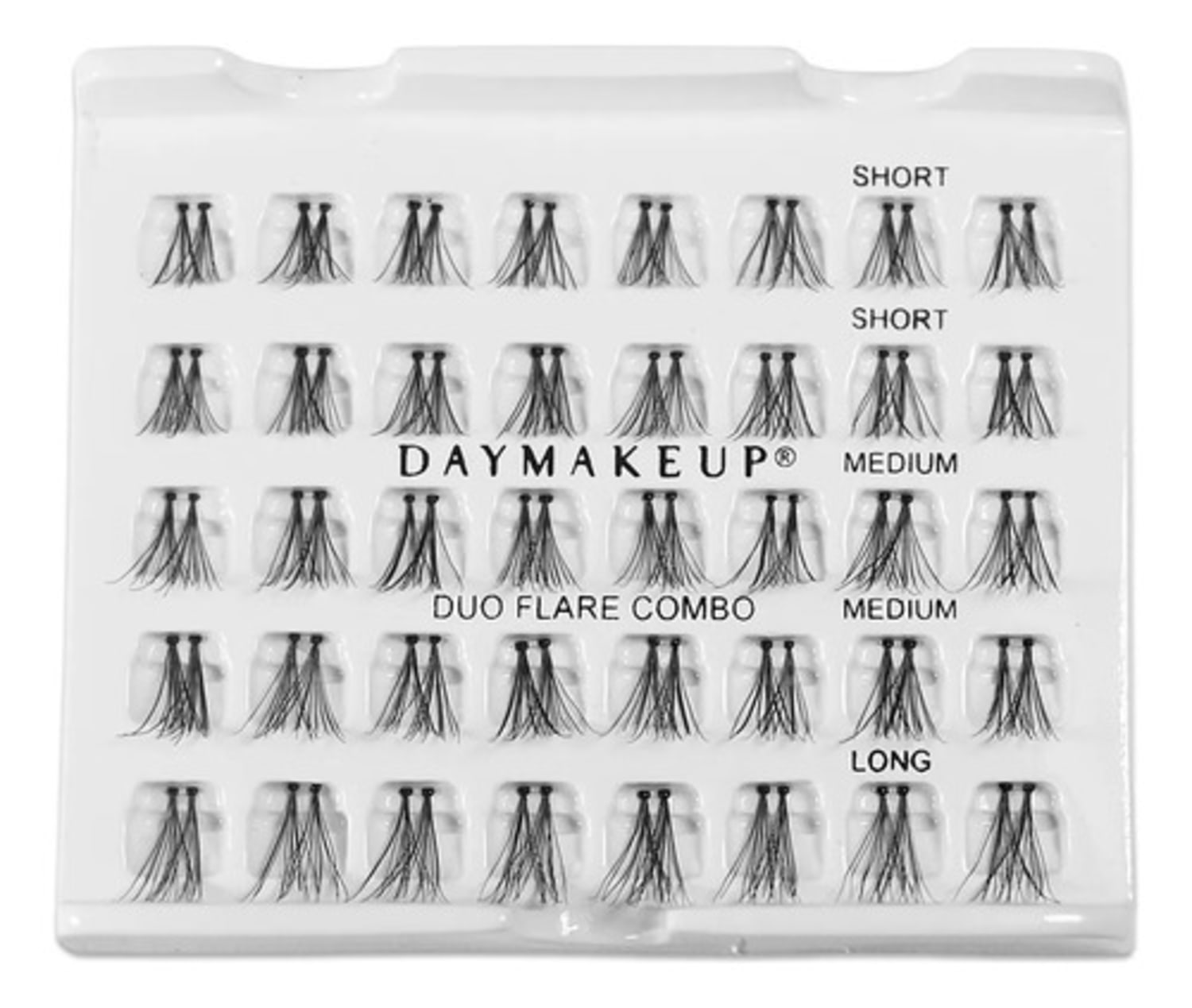 Cílios Postiços Daymakeup Duo Flare Combo Tufo Sintéticos