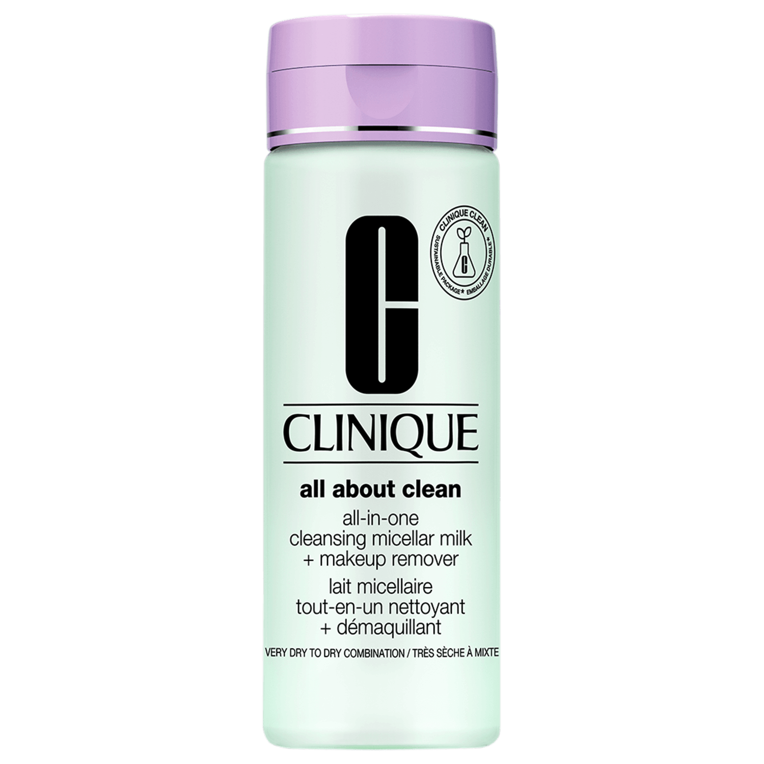 Leite Demaquilante Clinique All About Clean Micellar Milk Pele Muito Seca a Mista, Tipos 1 e 2 200ml