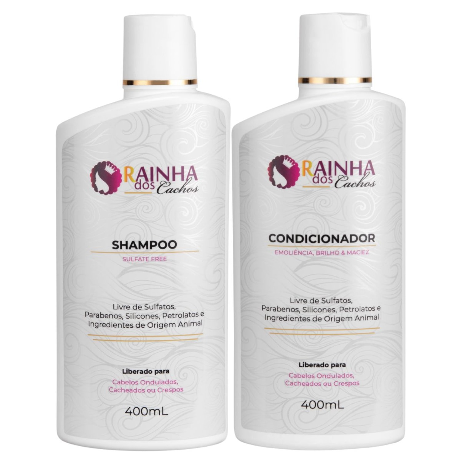 Combo Rainha dos Cachos Shampoo 400ml + Condicionador 400ml