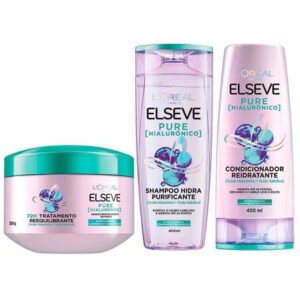 Kit Elseve Pure Hialurônico Shampoo Condicionador Creme de Tratamento Kit Elseve Pure Hialurônico Shampoo Condicionador Creme de Tratamento