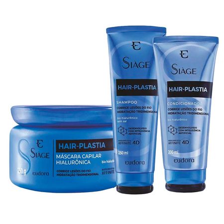 Kit Eudora Siage Hair Plastia Shampoo Condicionador Máscara