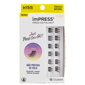 Cílios Postiços Kiss New York imPRESS Press-on Falsies Mini Natural 01 Refil 12 unidades
