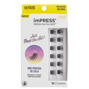 Cílios Postiços Kiss New York imPRESS Press-on Falsies Mini Natural 04 Refil 12 unidades
