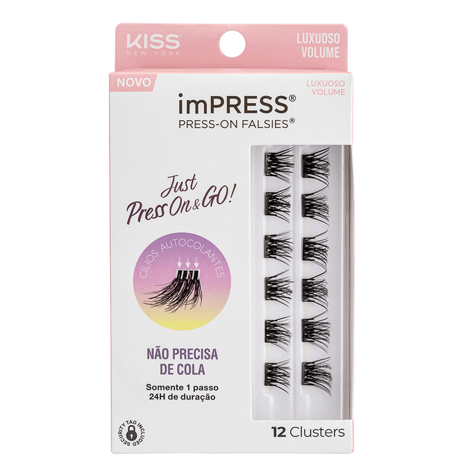 Cílios Postiços Kiss New York imPRESS Press-on Falsies Mini Volume 08 Refil 12 unidades