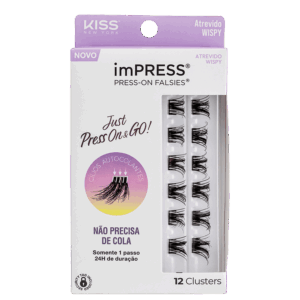 Cílios Postiços Kiss New York imPRESS Press-on Falsies Mini Wispy 12 Refil 12 unidades