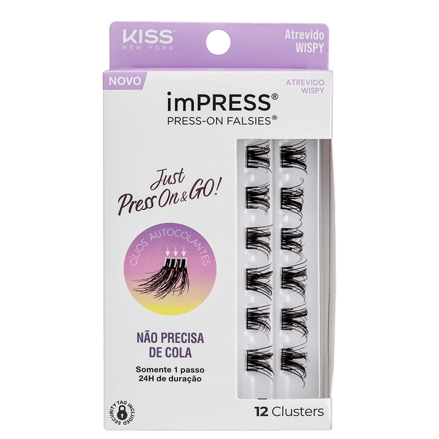 Cílios Postiços Kiss New York imPRESS Press-on Falsies Mini Wispy 12 Refil 12 unidades