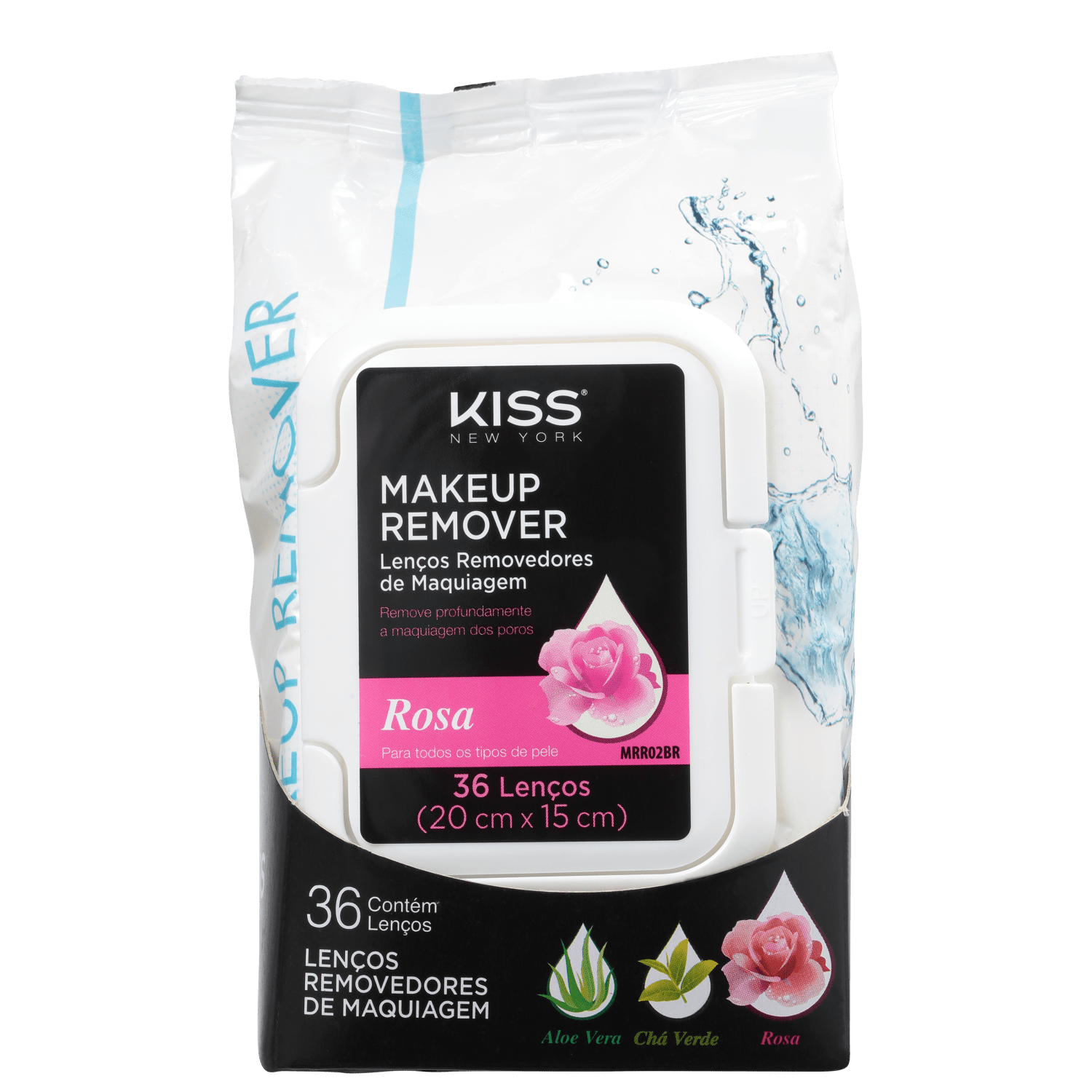 Lenço Demaquilante Kiss New York Rosa 200g