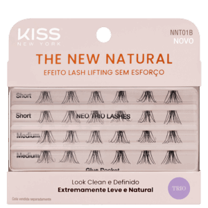 Cílios Individuais Kiss New York The New Natural Neo Trio Lashes NNT01 24 unidades Cílios Individuais Kiss New York The New Natural Neo Trio Lashes NNT01 24 unidades