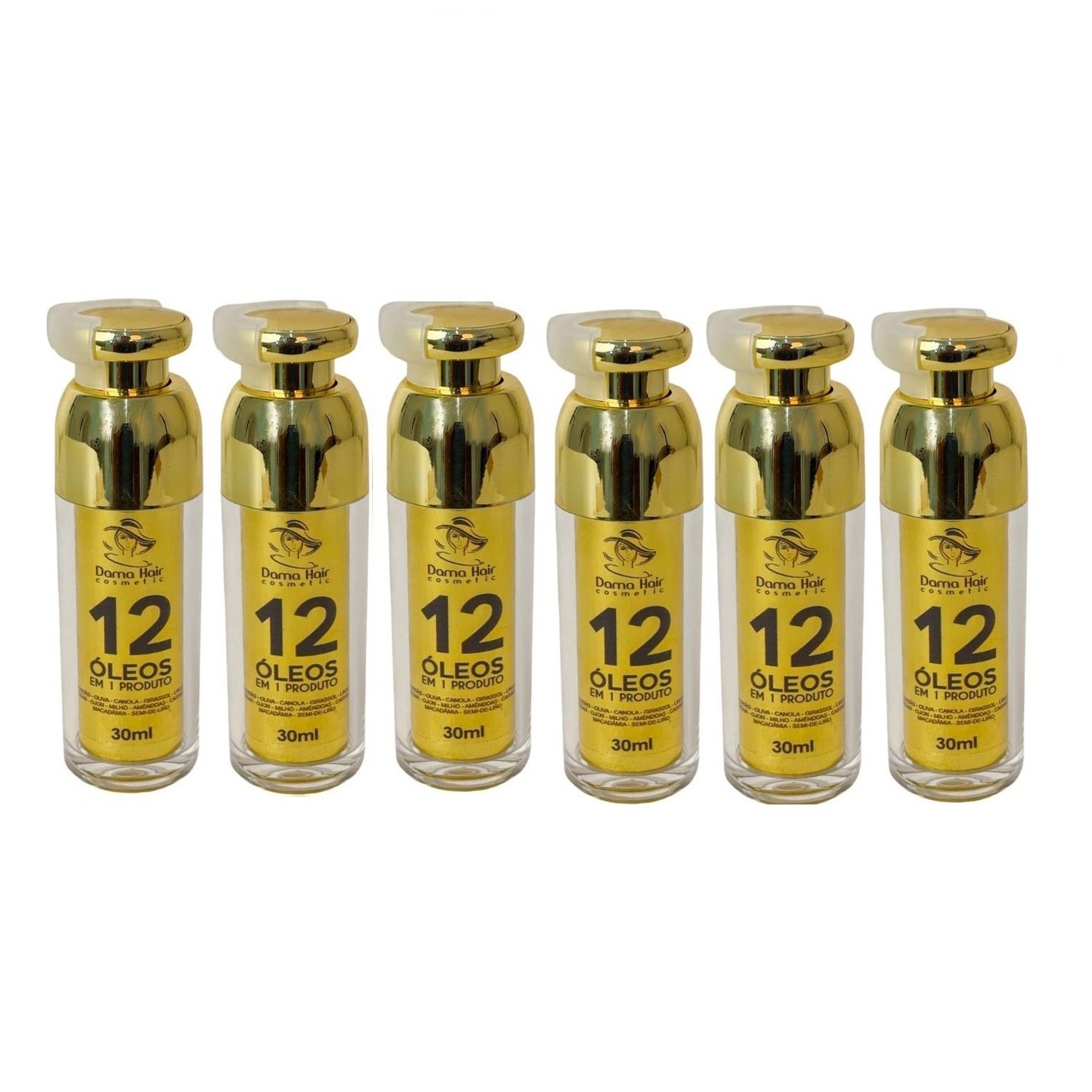 Kit Reparador de Pontas Dama Hair 12 Óleos (6 unidades) 30ml Finalizador Capilar Profissional