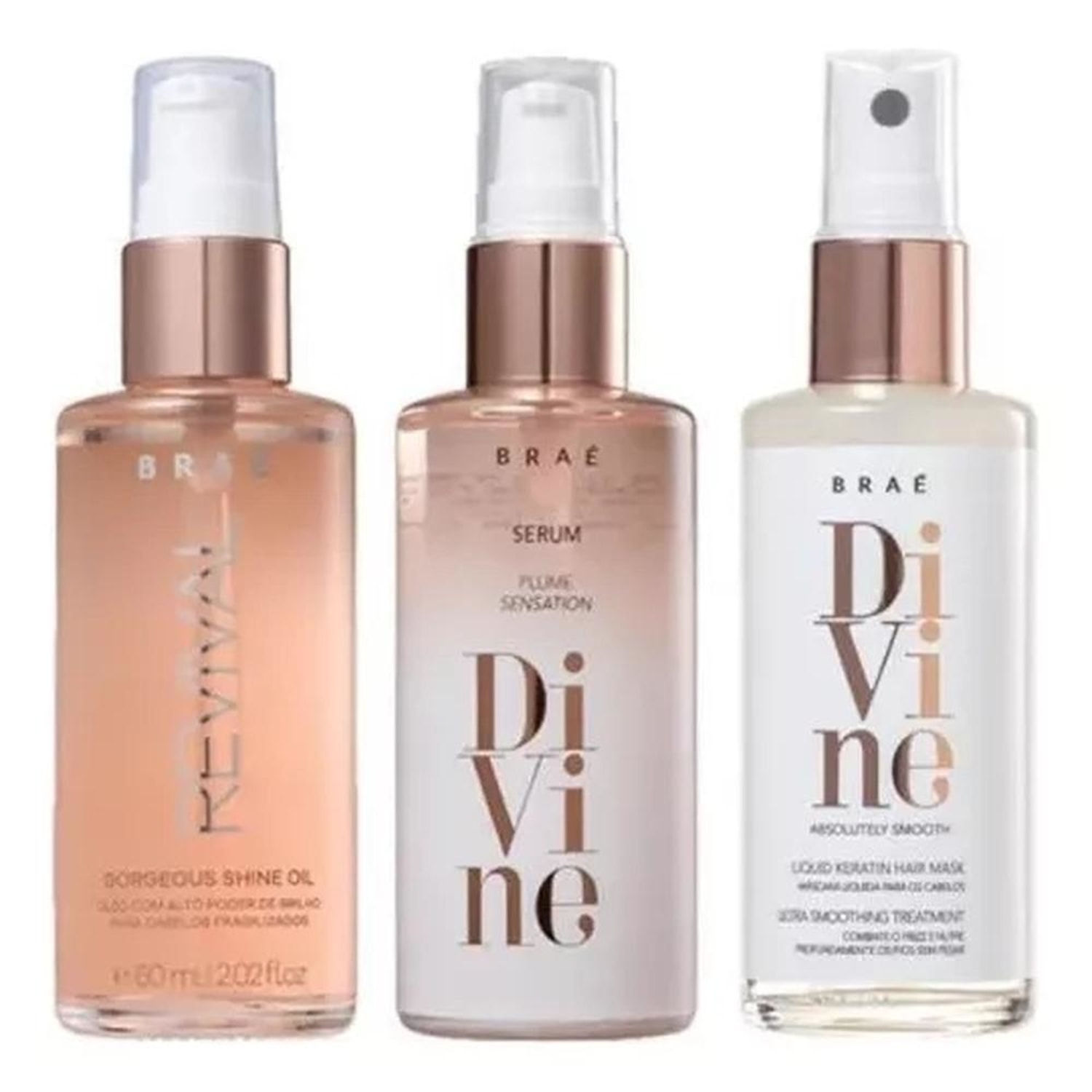 Kit Braé Oil Revival Serum Divine Máscara Keratin (3 Produtos)