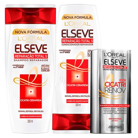 Kit L’Oréal Paris Elseve Reparação Total 5 Shampoo 200ml Condicionador 200ml Cicatri Renov