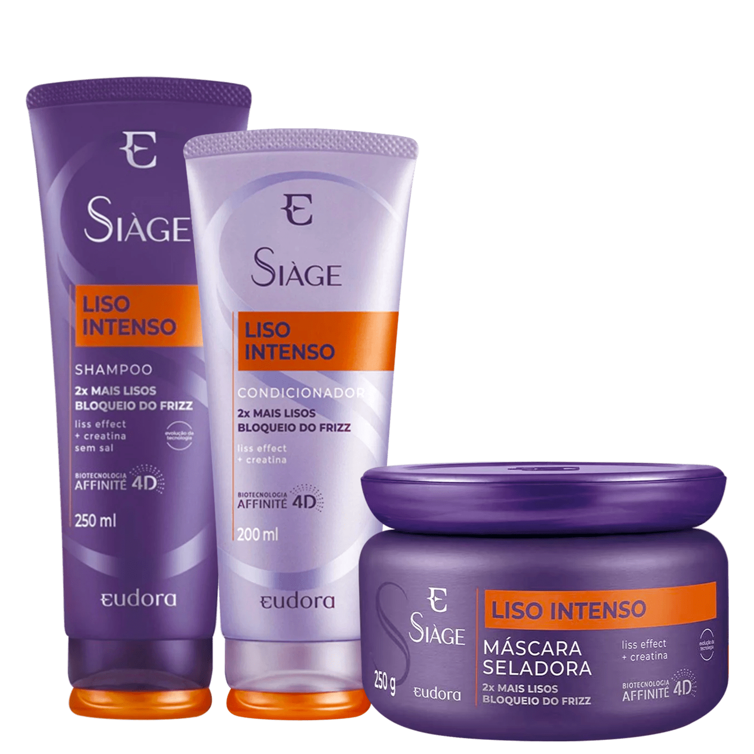 Kit Siage Liso Intenso Shampoo Condicionador Máscara Capilar