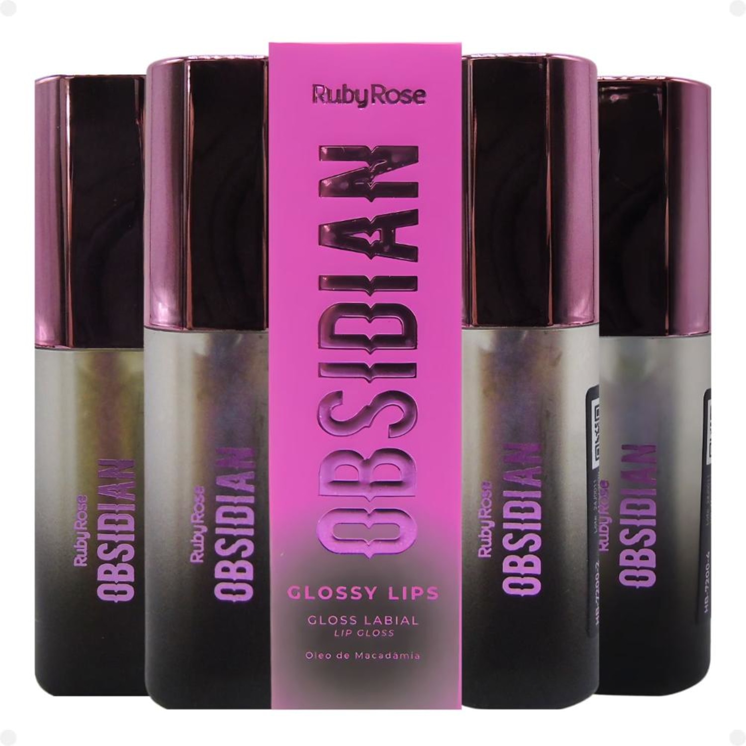 Kit Gloss Labial Ruby Rose Obsidian Glossy Lips 4 unidades
