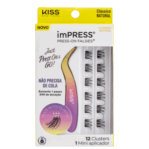 Kit Cílios Postiços Kiss New York imPRESS Press-on Falsies Mini Natural 01 2 produtos