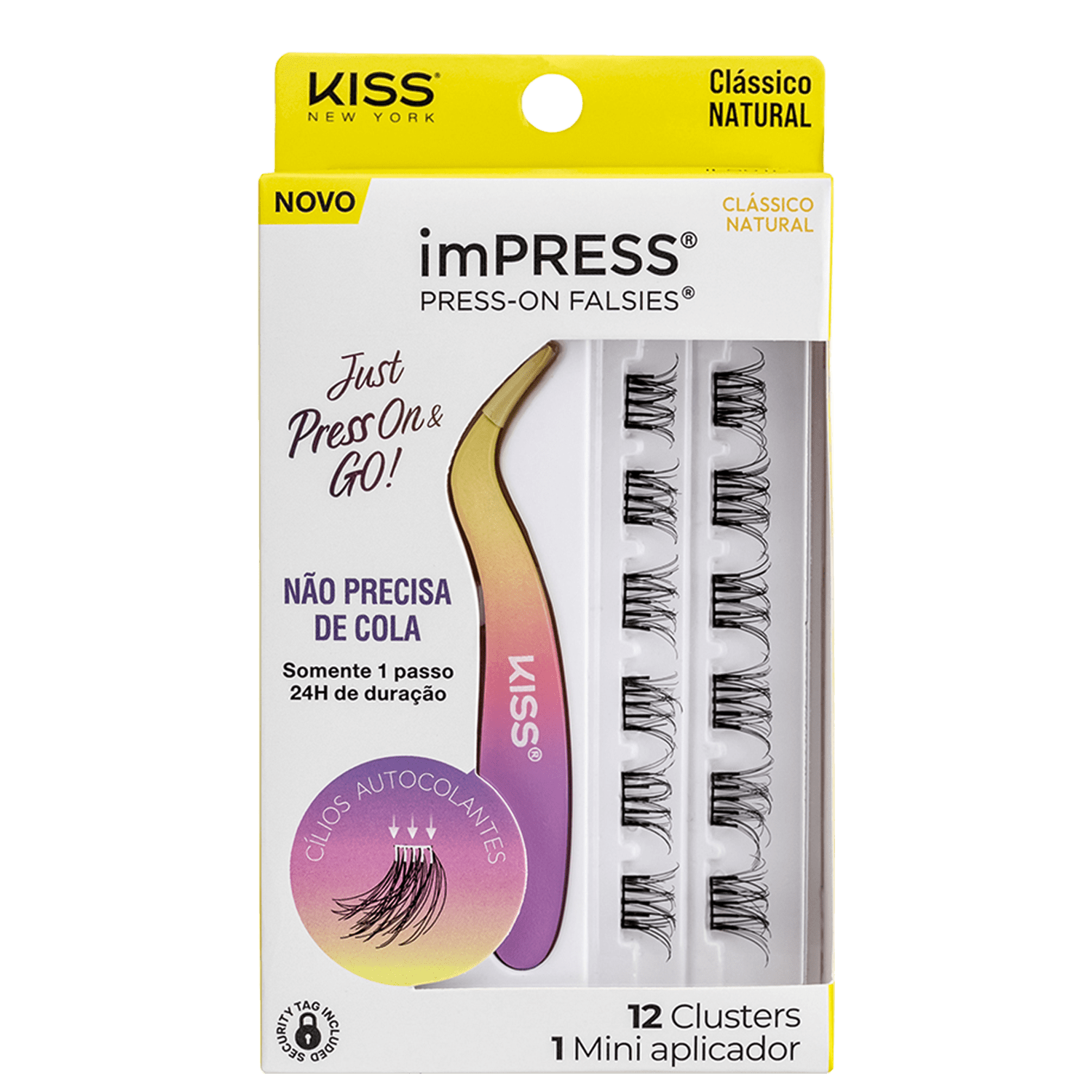 Kit Cílios Postiços Kiss New York imPRESS Press-on Falsies Mini Natural 01 2 produtos