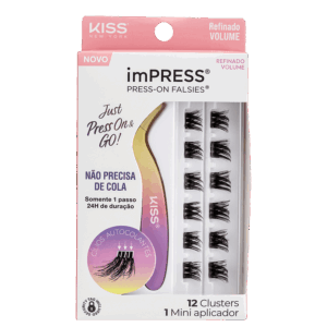Kit Cílios Postiços Kiss New York imPRESS Press-on Falsies Mini Volume 06 2 produtos