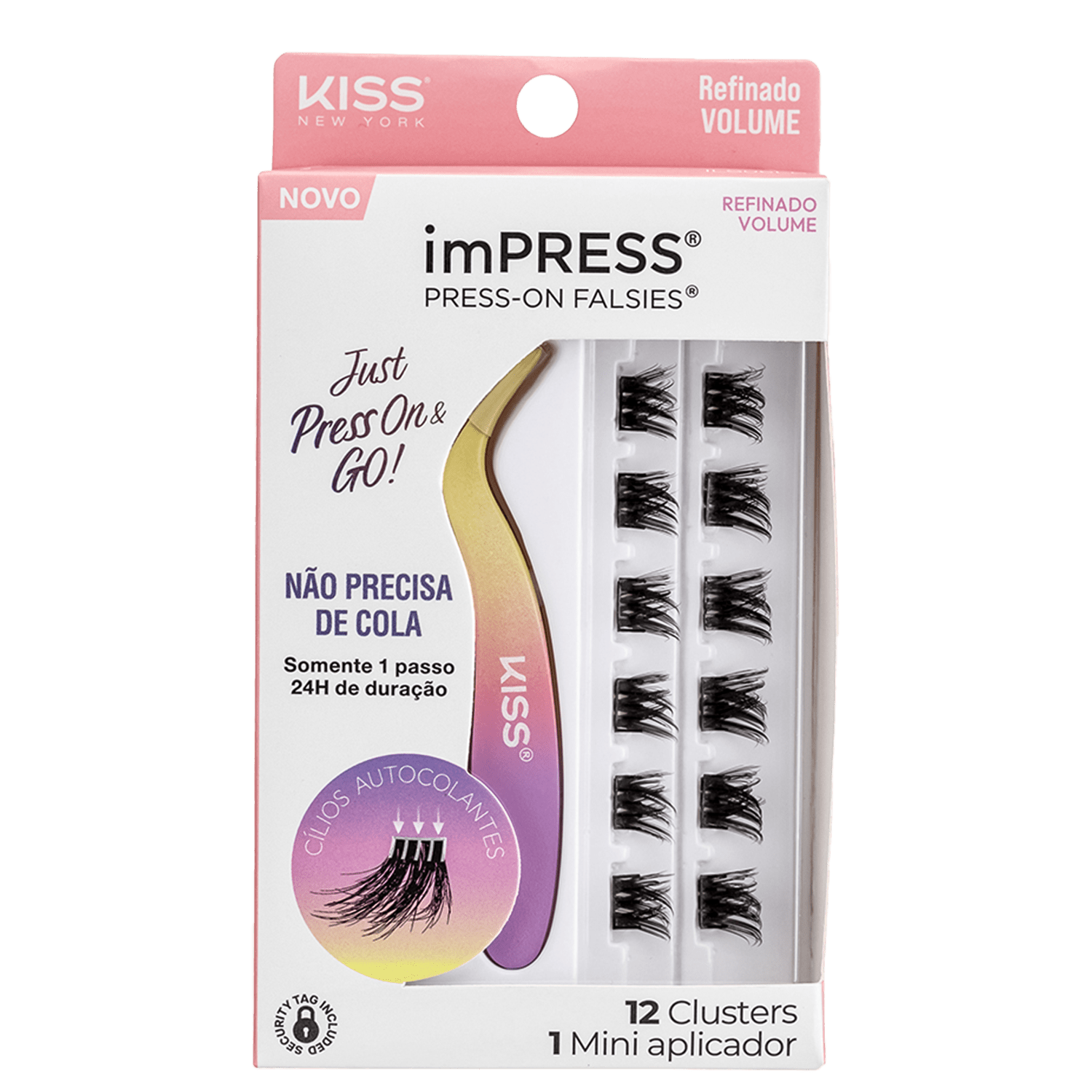 Kit Cílios Postiços Kiss New York imPRESS Press-on Falsies Mini Volume 06 2 produtos