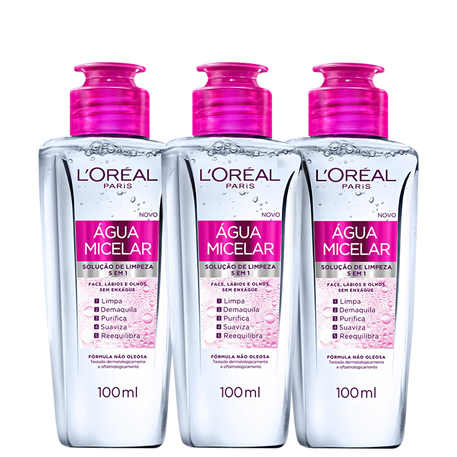 Kit Água Demaquilante L’Oréal Paris Dermo Expertise Água Micelar 5 em 1 3 x 100ml