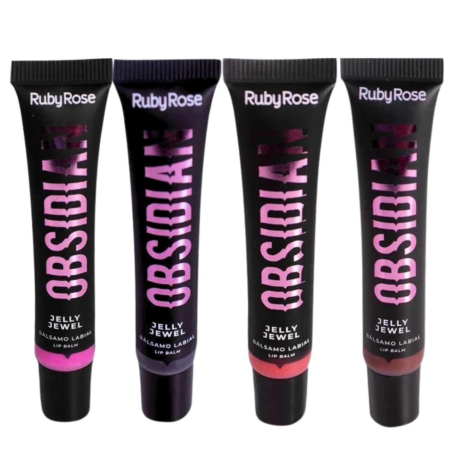 Kit Lip Balm Ruby Rose Obsidian Jelly Jewel 4 unidades 10ml