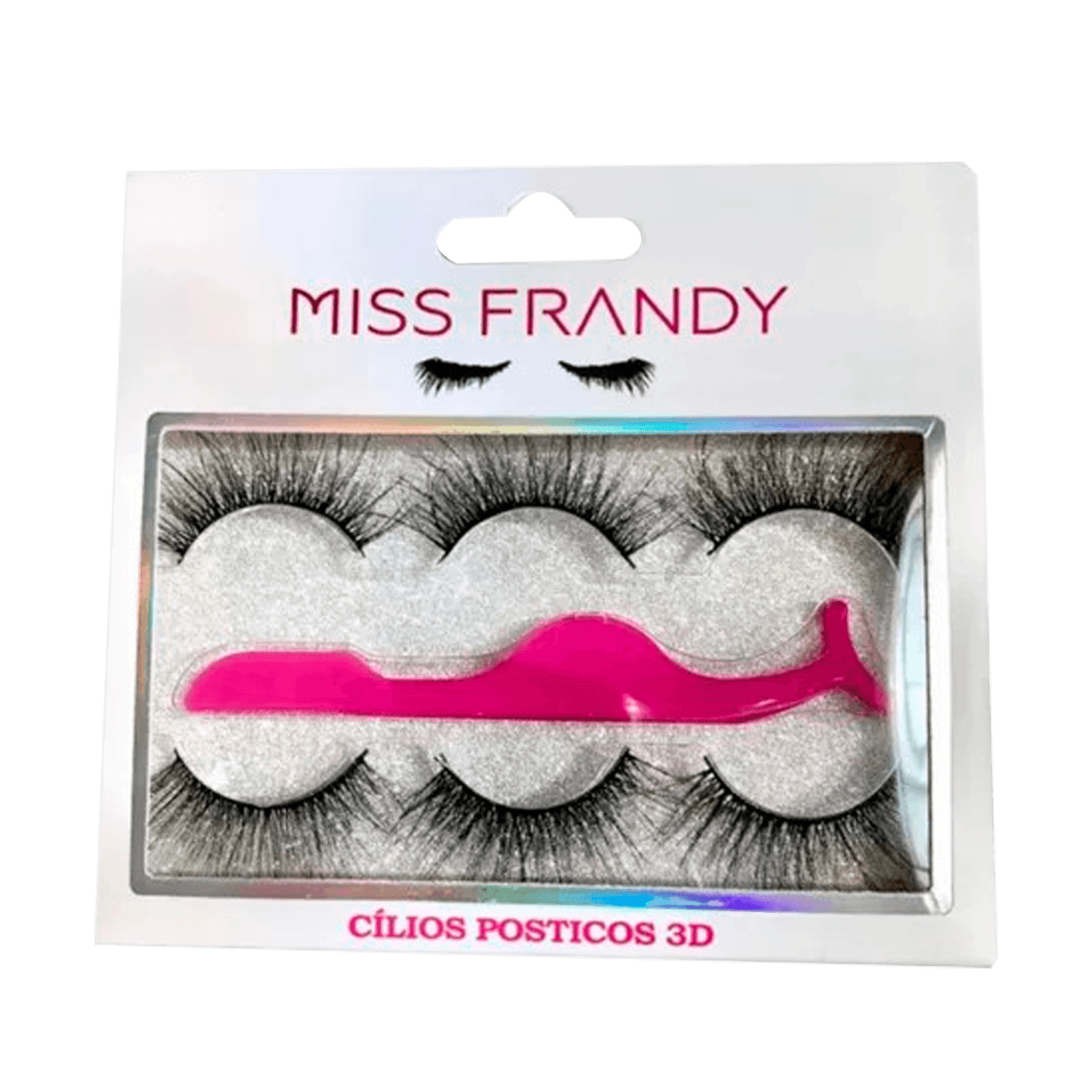 Kit Cílios Postiços Miss Frandy 3 pares + Pinça