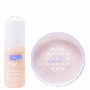 Kit Miss Lary MLSkin Makeup Antiacne Base 01 Pó 01 6 Produtos Kit Miss Lary MLSkin Makeup Antiacne Base 01 Pó 01 6 Produtos